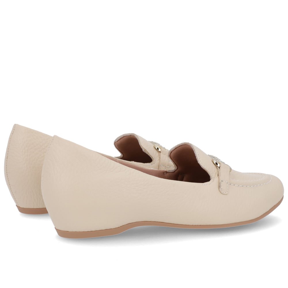 Loafer Bege Couro Salto Embutido Bege 3
