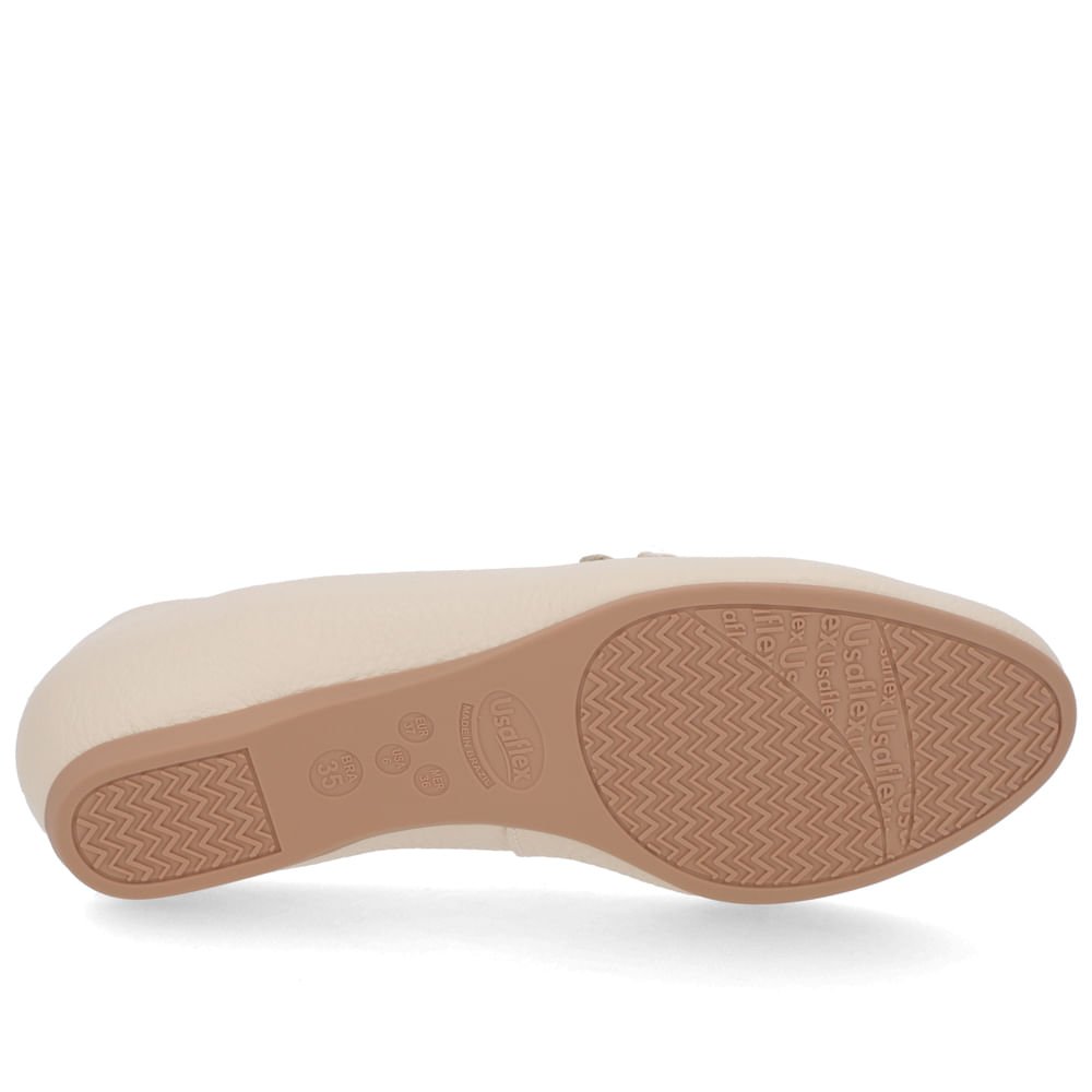 Loafer Bege Couro Salto Embutido Bege 5
