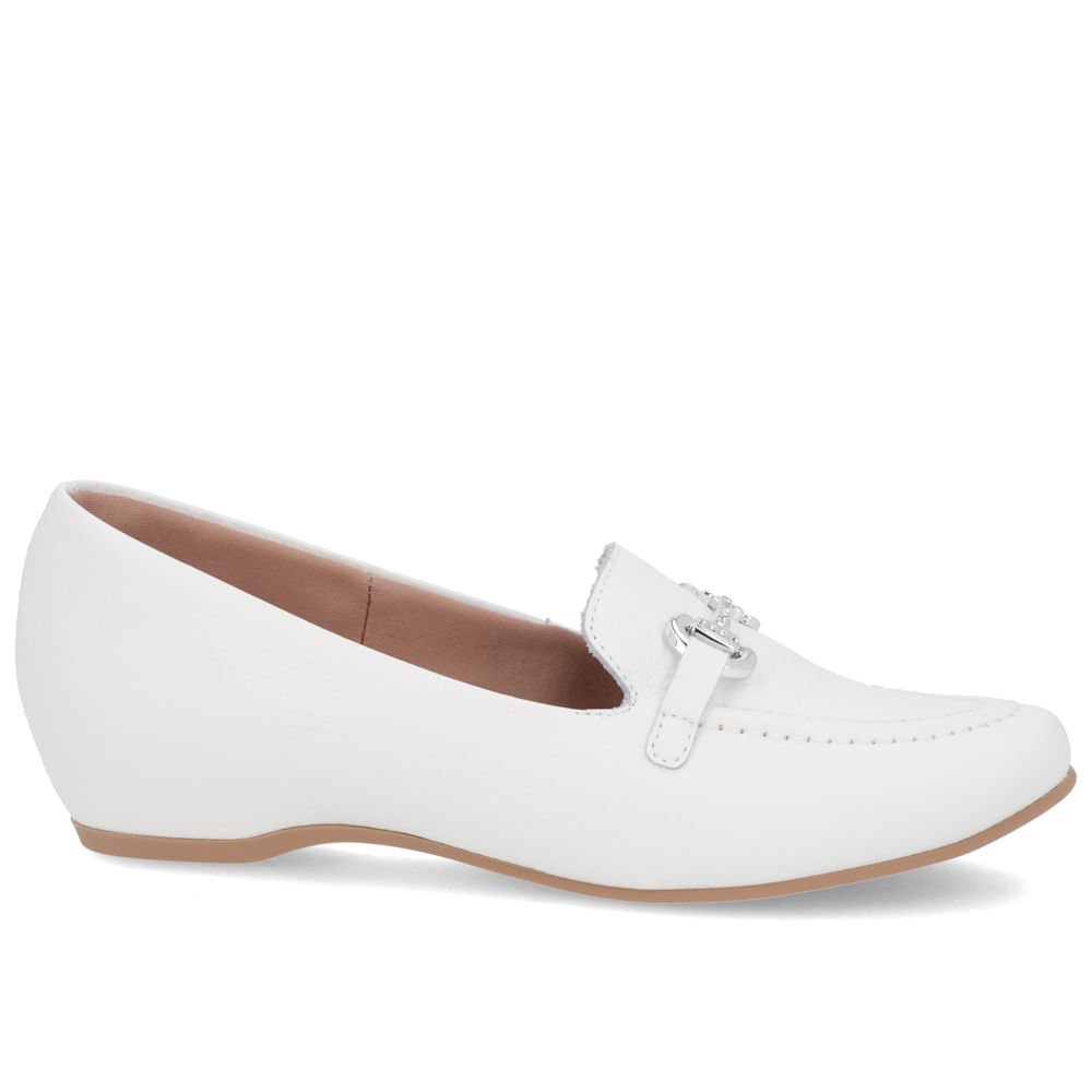 Loafer Branco Couro Salto Embutido Branco 1