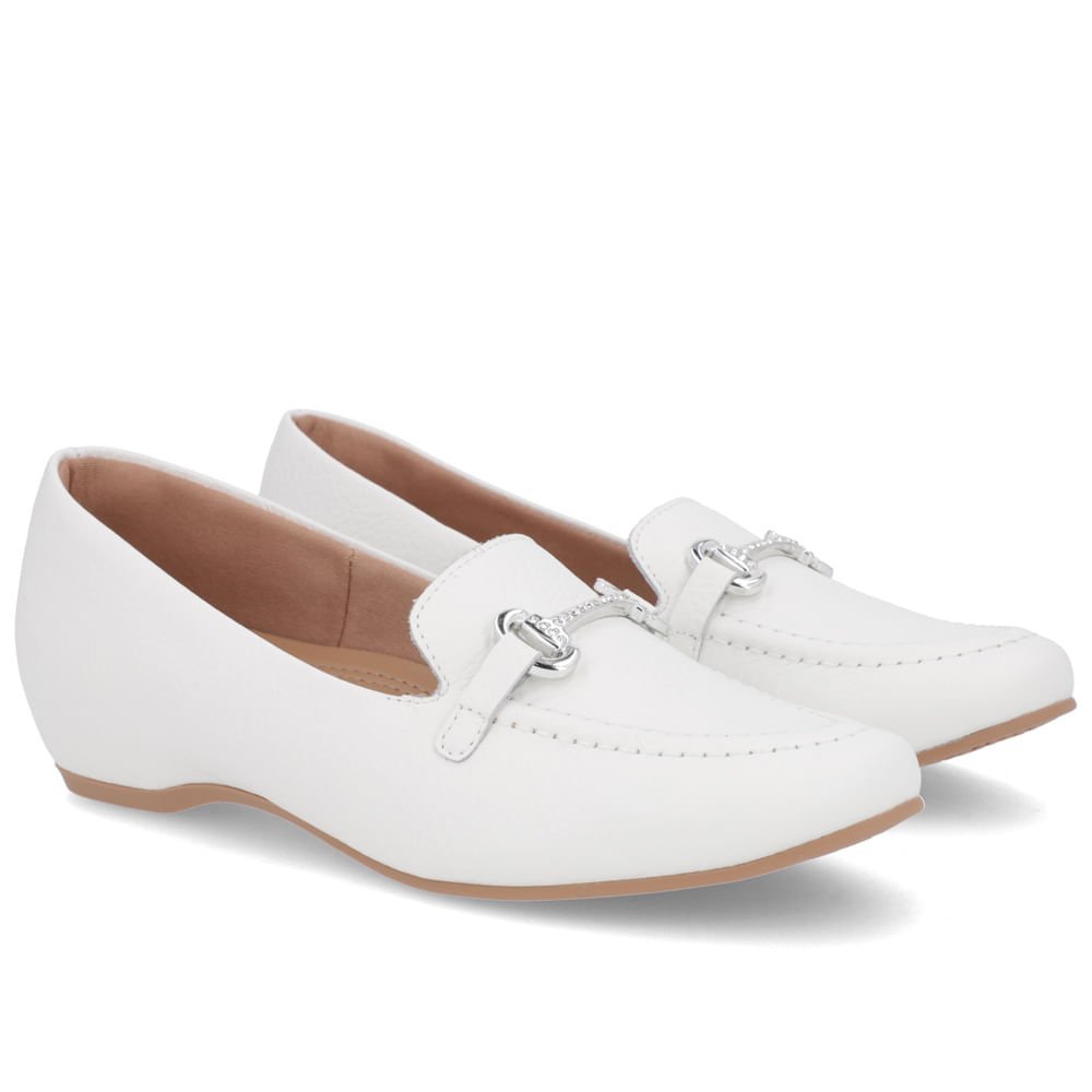 Loafer Branco Couro Salto Embutido Branco 2