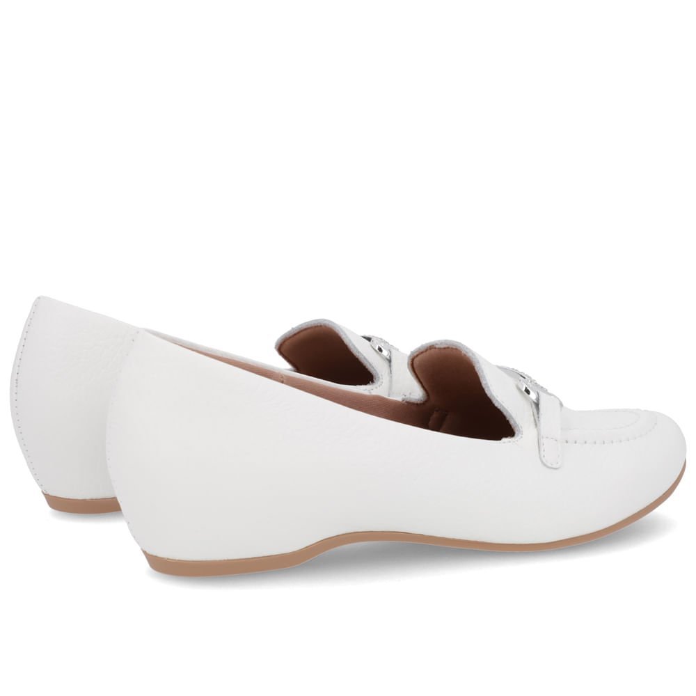 Loafer Branco Couro Salto Embutido Branco 3