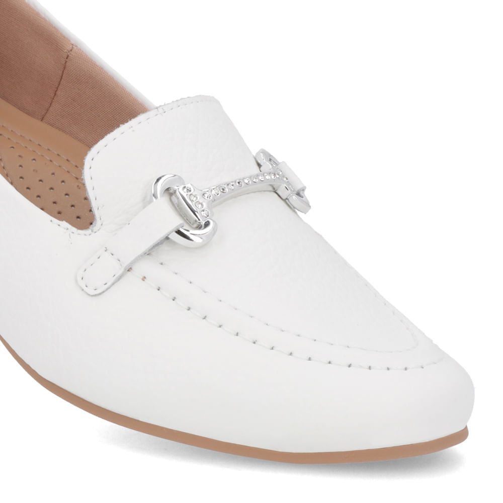 Loafer Branco Couro Salto Embutido Branco 4