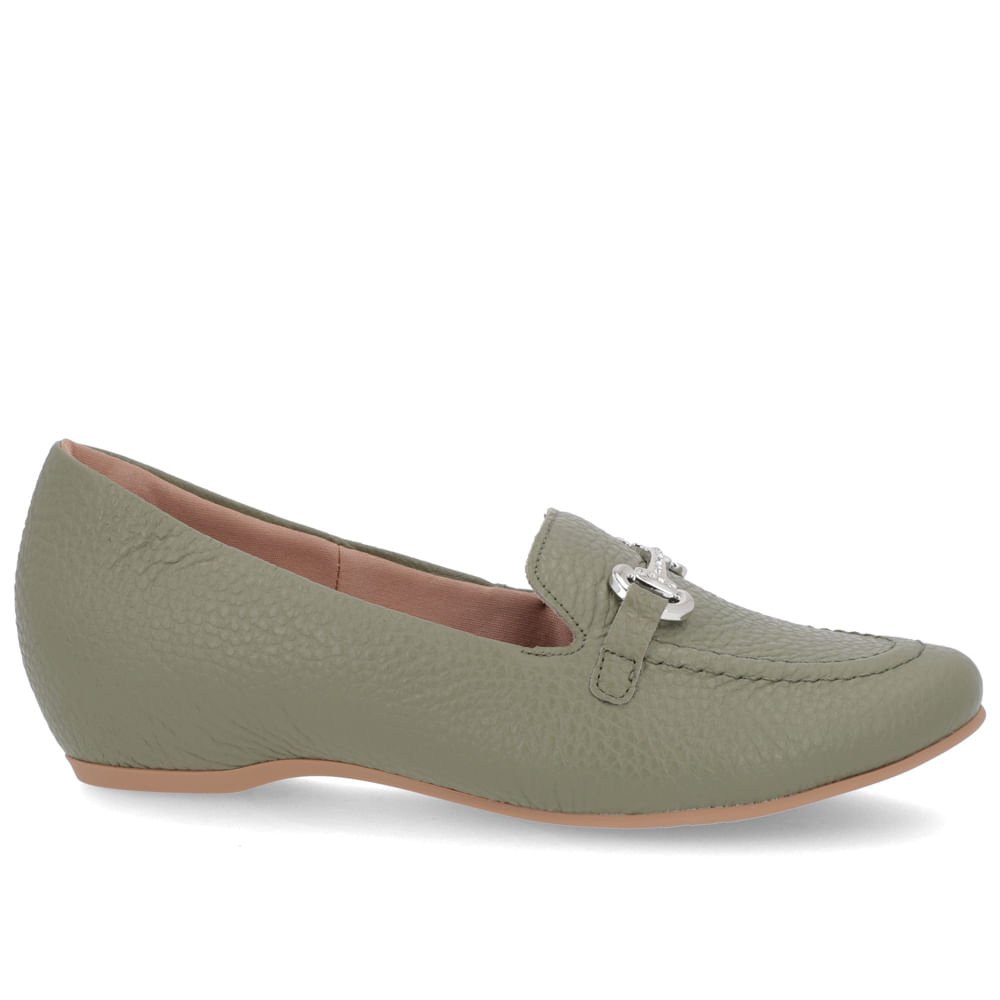 Loafer Verde Couro Salto Embutido
