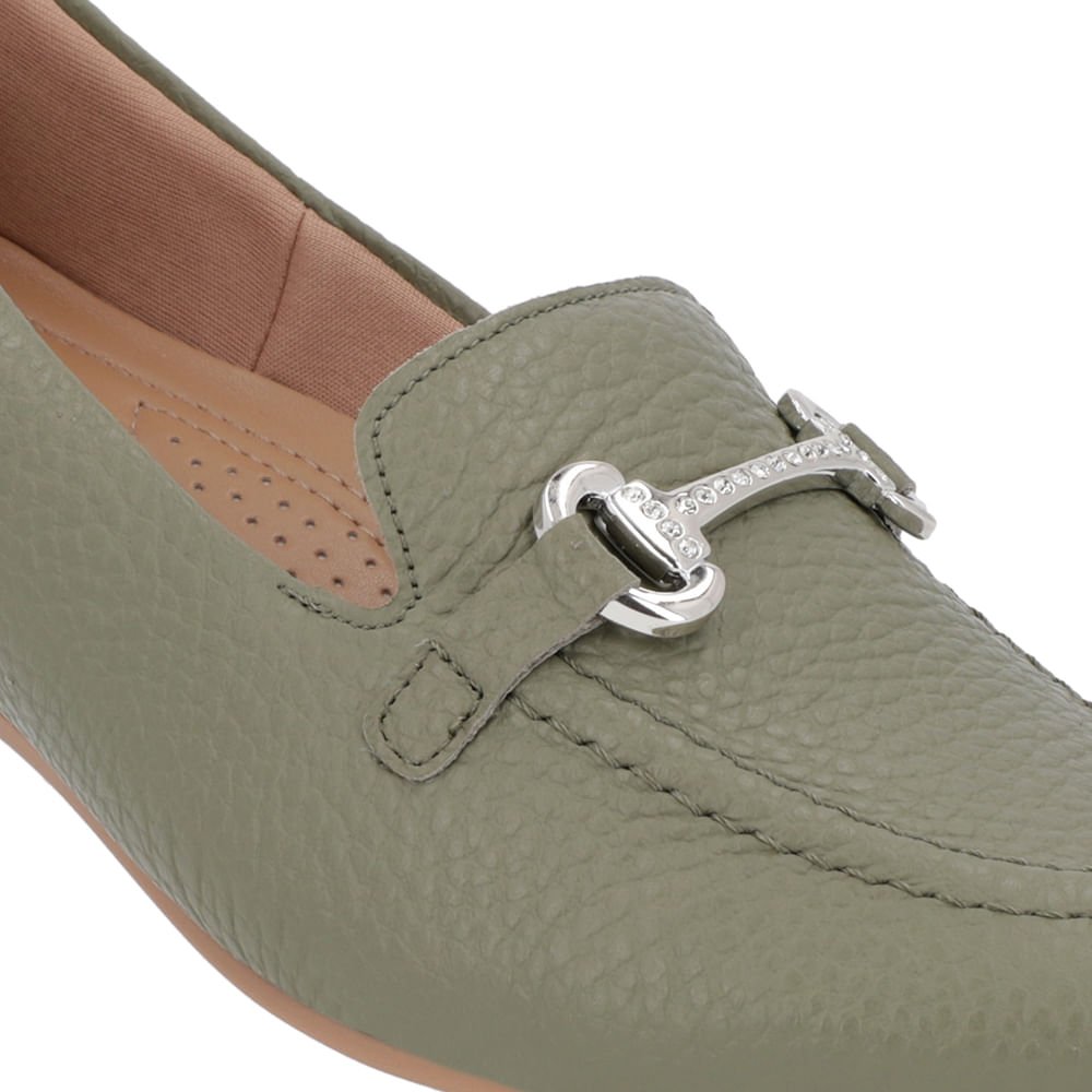 Loafer Verde Couro Salto Embutido Verde 4