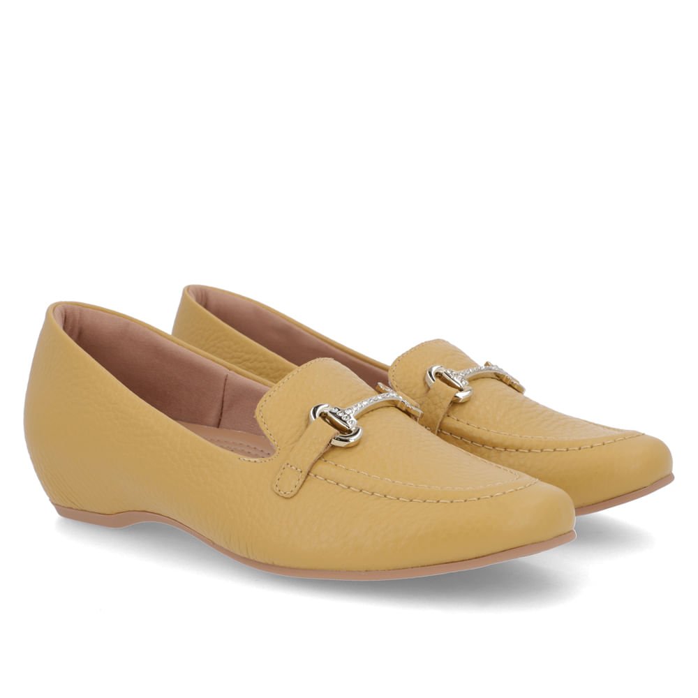 Loafer Amarelo Mel Couro Salto Embutido Amarelo 2