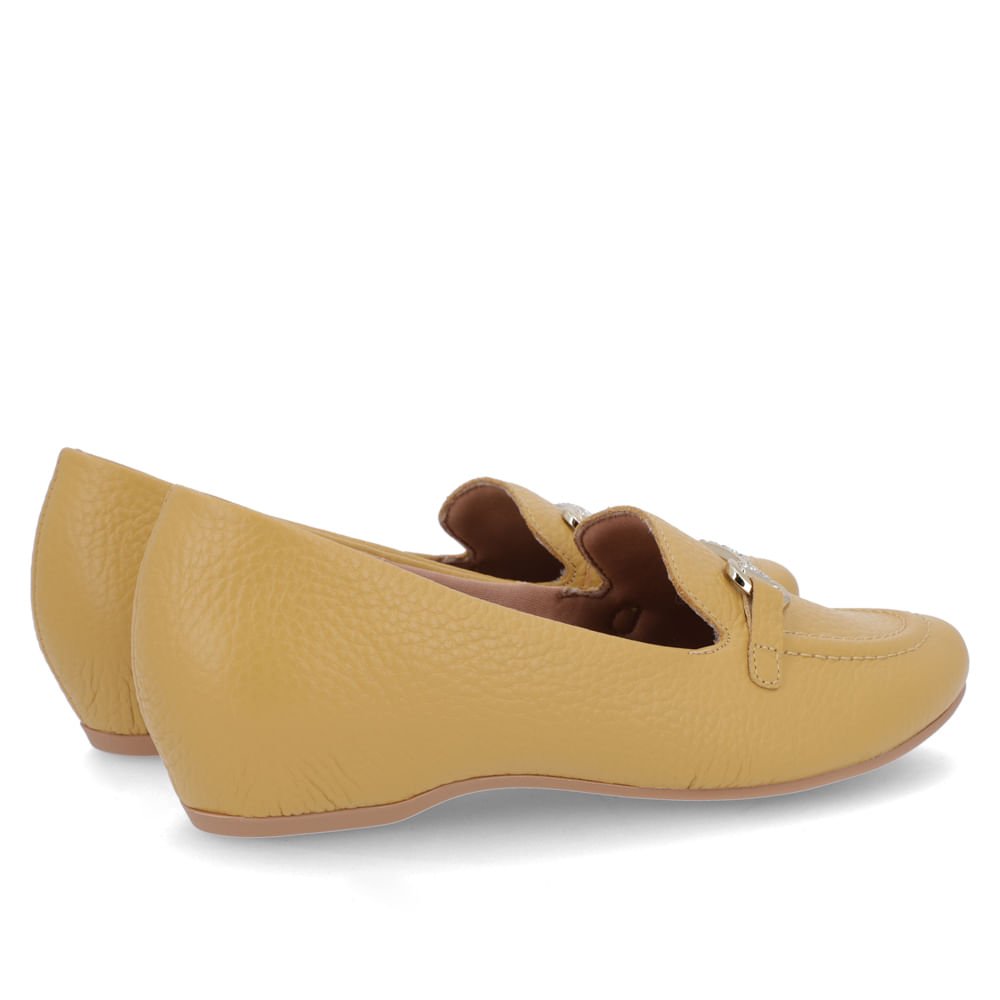 Loafer Amarelo Mel Couro Salto Embutido Amarelo 3