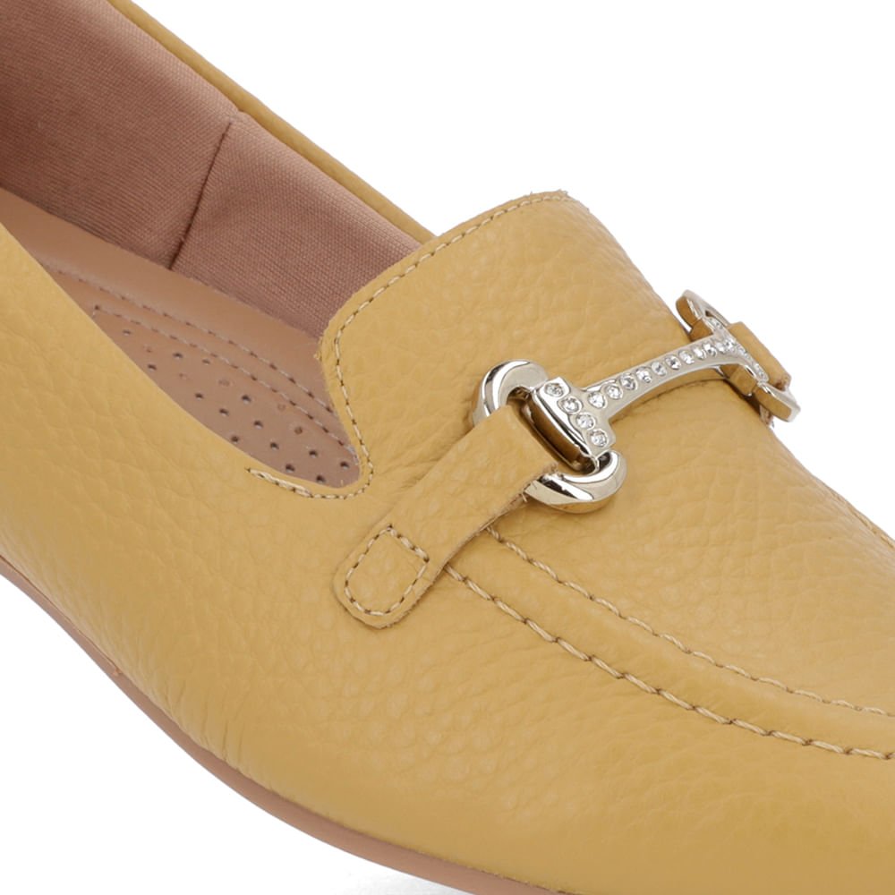 Loafer Amarelo Mel Couro Salto Embutido Amarelo 4