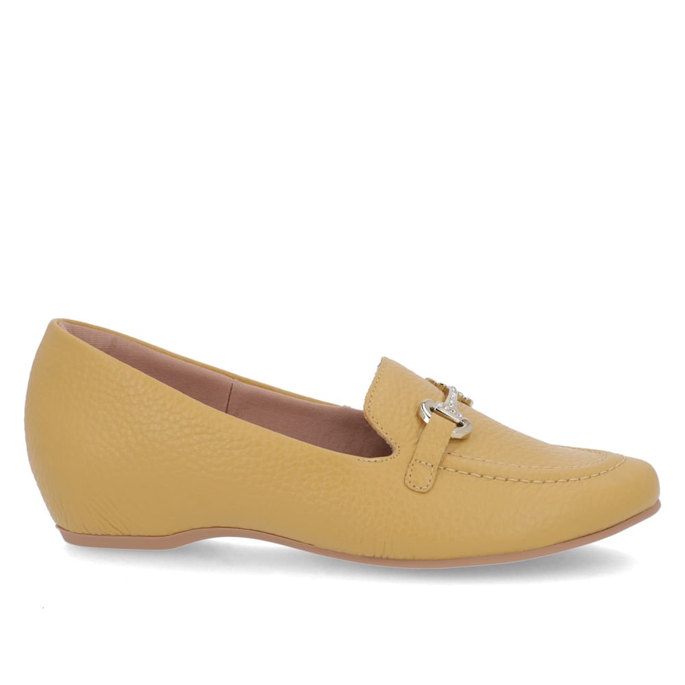 Loafer Amarelo Mel Couro Salto Embutido Amarelo 1