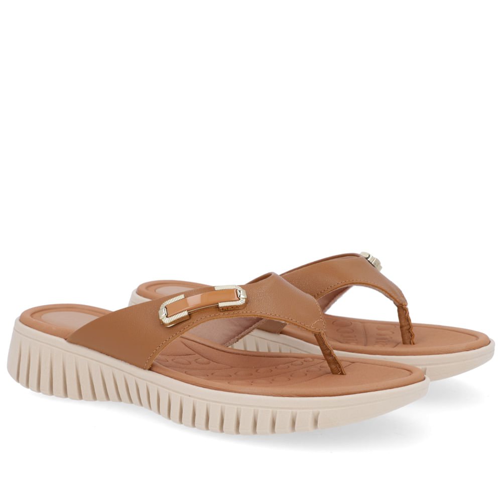 Chinelo Salto Plataforma Couro Marrom Enfeite Marrom 2