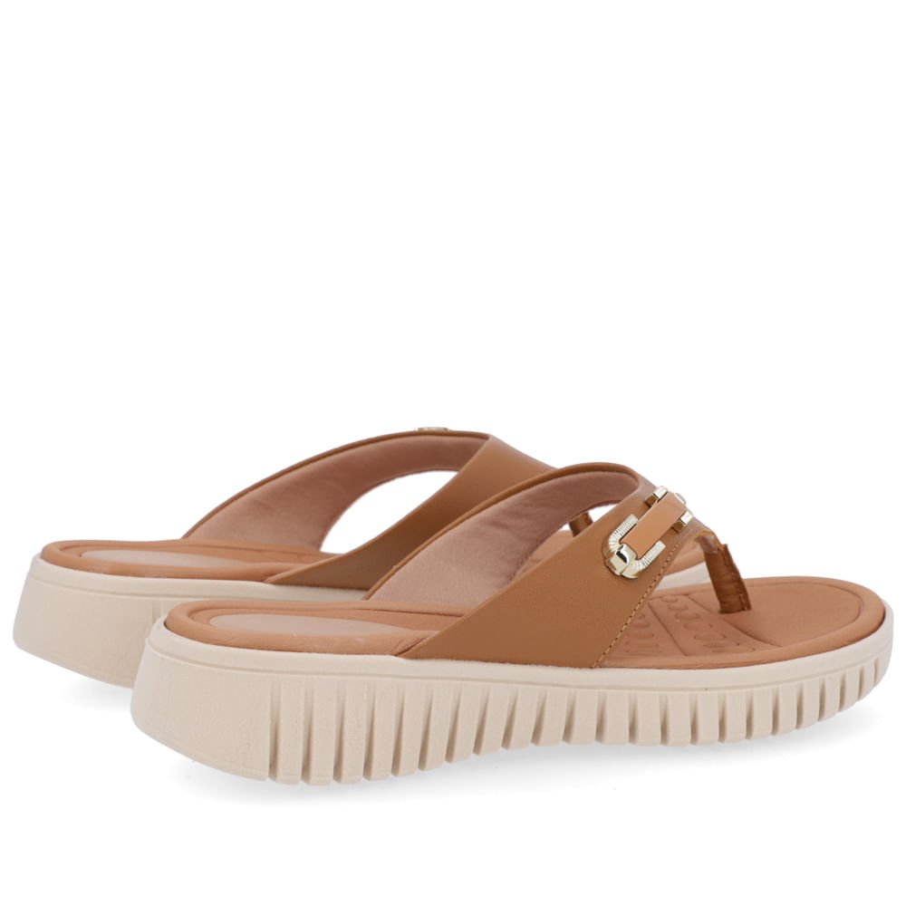 Chinelo Salto Plataforma Couro Marrom Enfeite Marrom 3