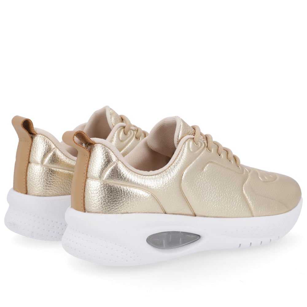 Tênis Metalizado Dourado Couro Cadarço Dourado 3