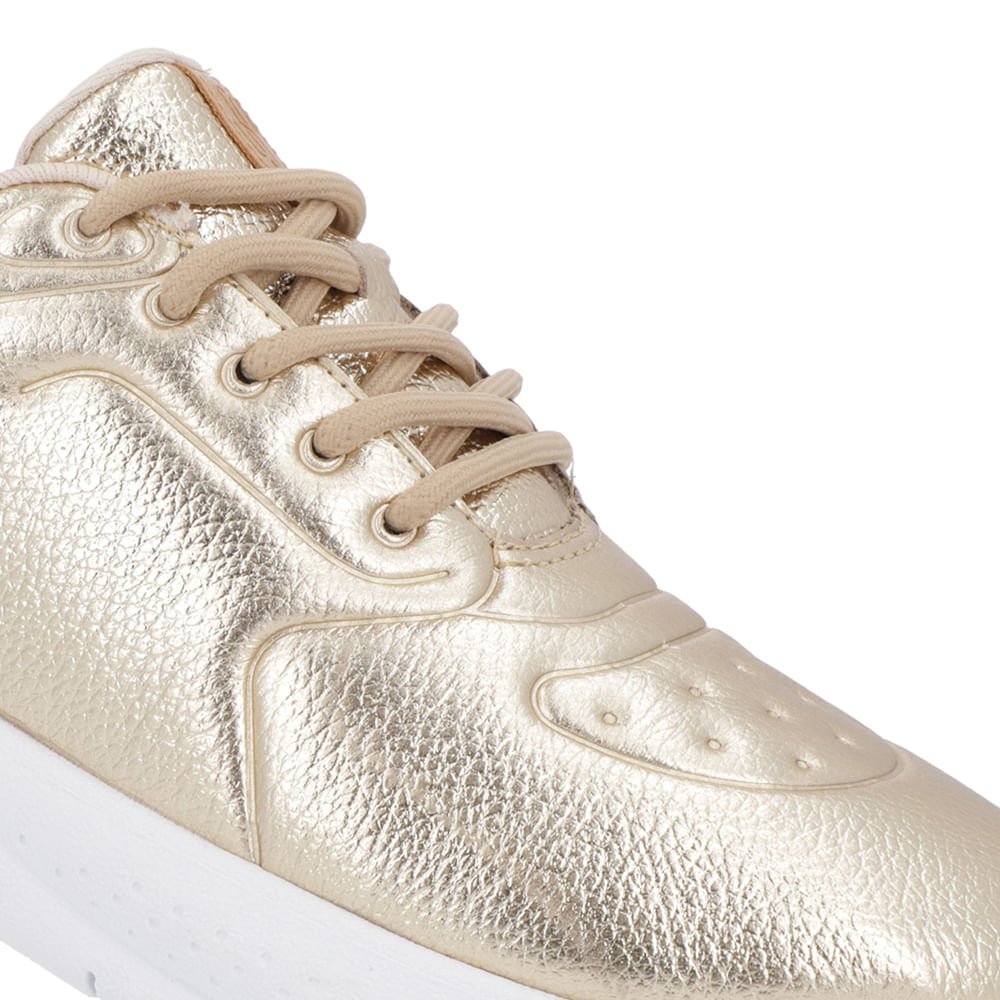 Tênis Metalizado Dourado Couro Cadarço Dourado 4