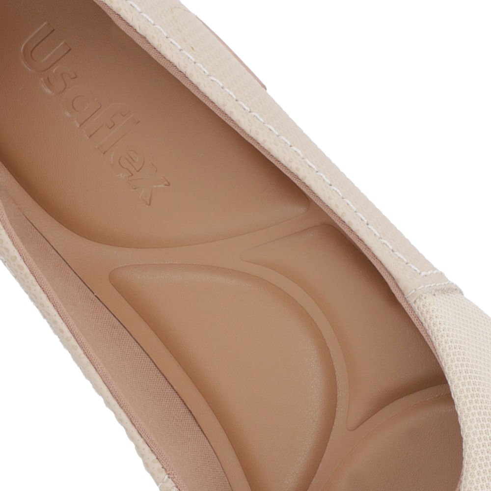 Scarpin Salto Bloco Bege Tecido Bege 4