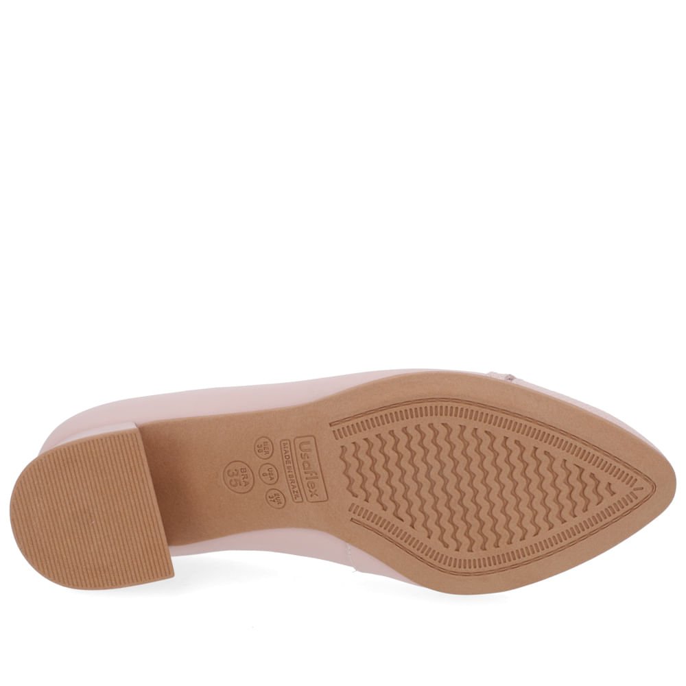 Scarpin Couro Rosa Salto Bloco Bico Redondo Rosa 5