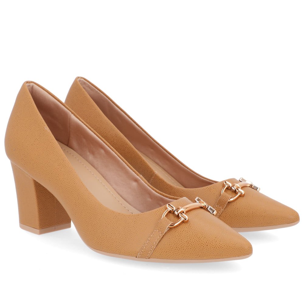 Scarpin Couro Marrom Bico Fino Marrom 2