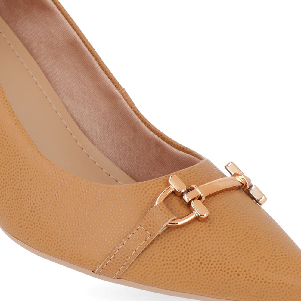 Scarpin Couro Marrom Bico Fino Marrom 4
