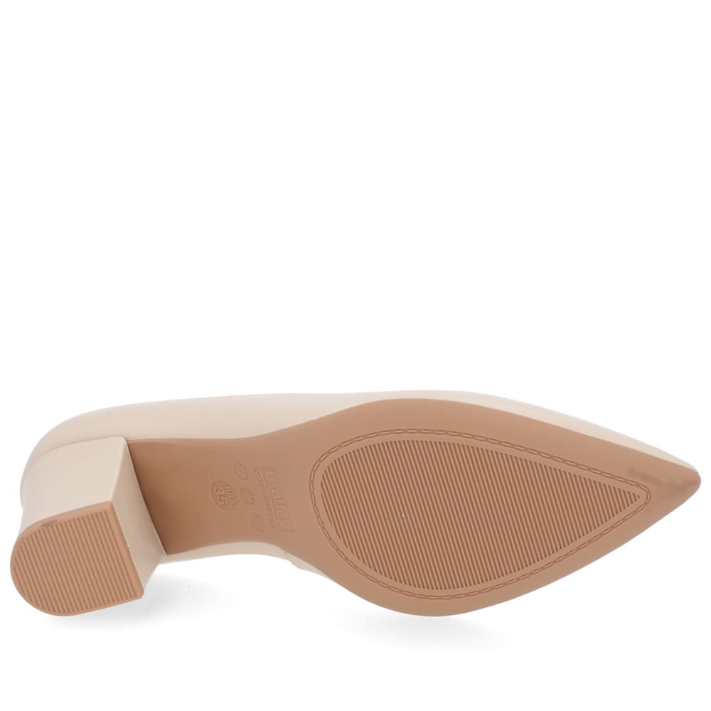 Scarpin Couro Bege Recorte V Bege 5