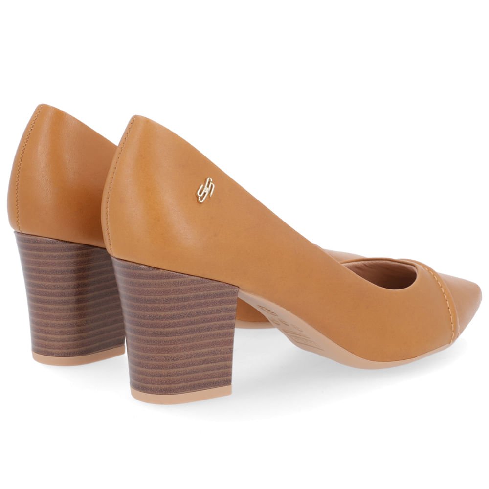 Scarpin Couro Marrom Detalhe Costura Marrom 3