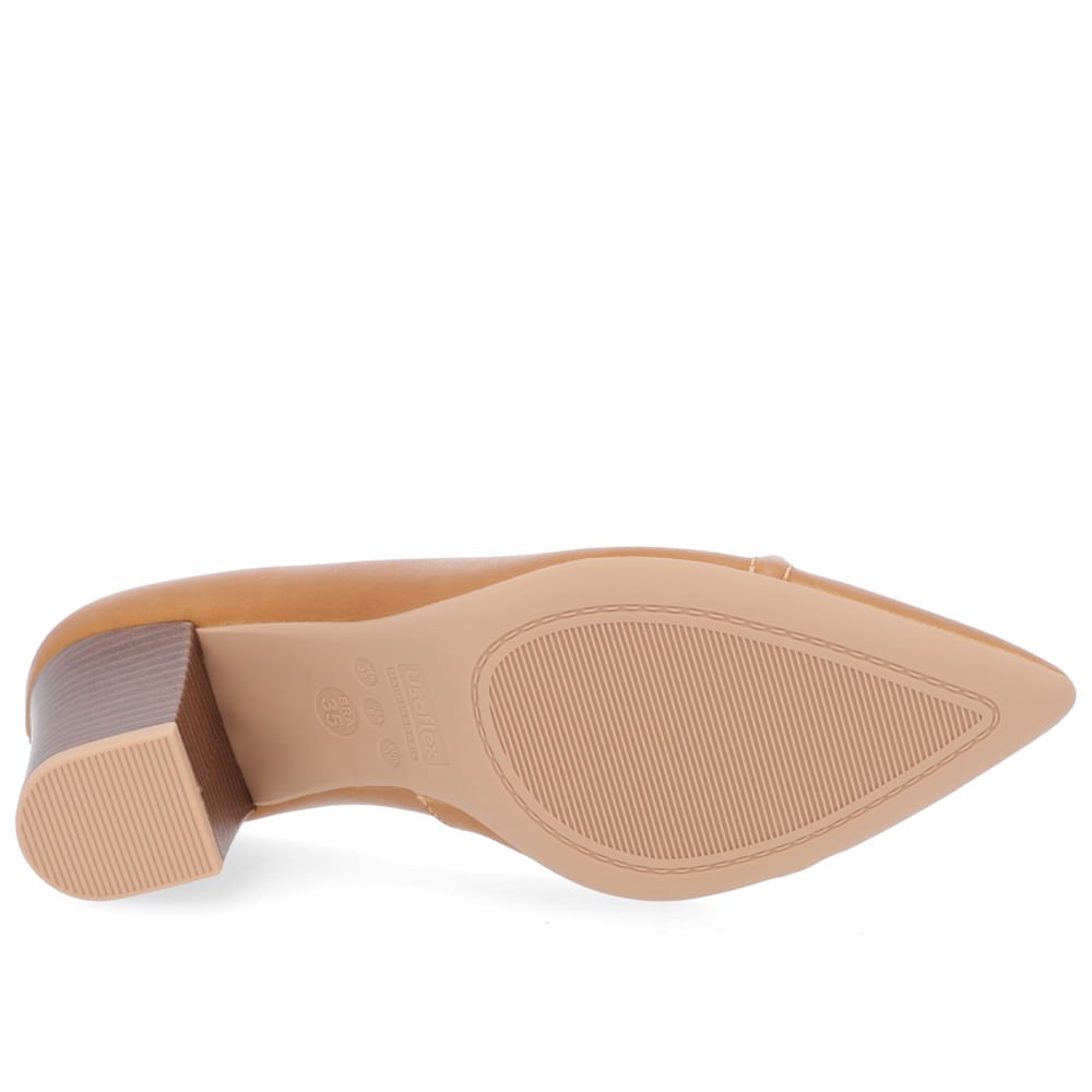 Scarpin Couro Marrom Detalhe Costura Marrom 5