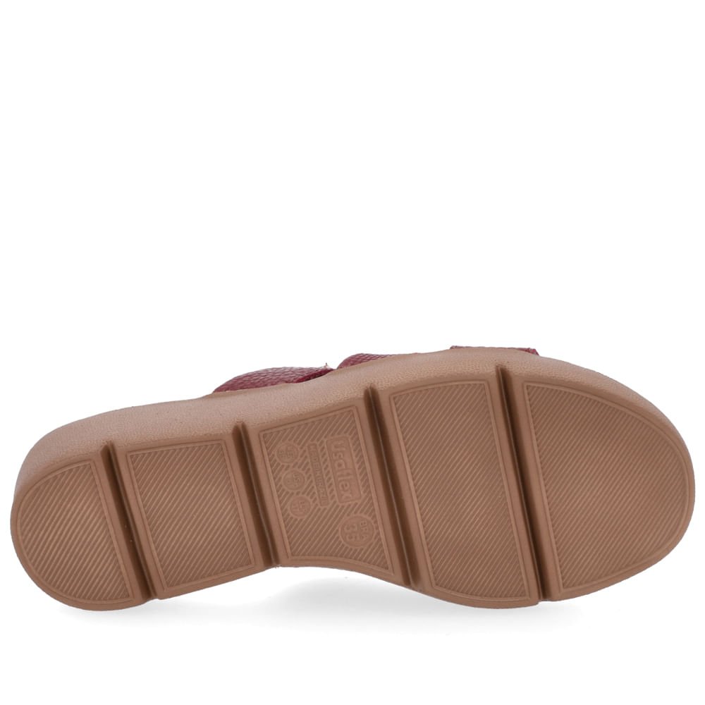 Tamanco Salto Plataforma Couro Vermelho Tiras Bordô 5