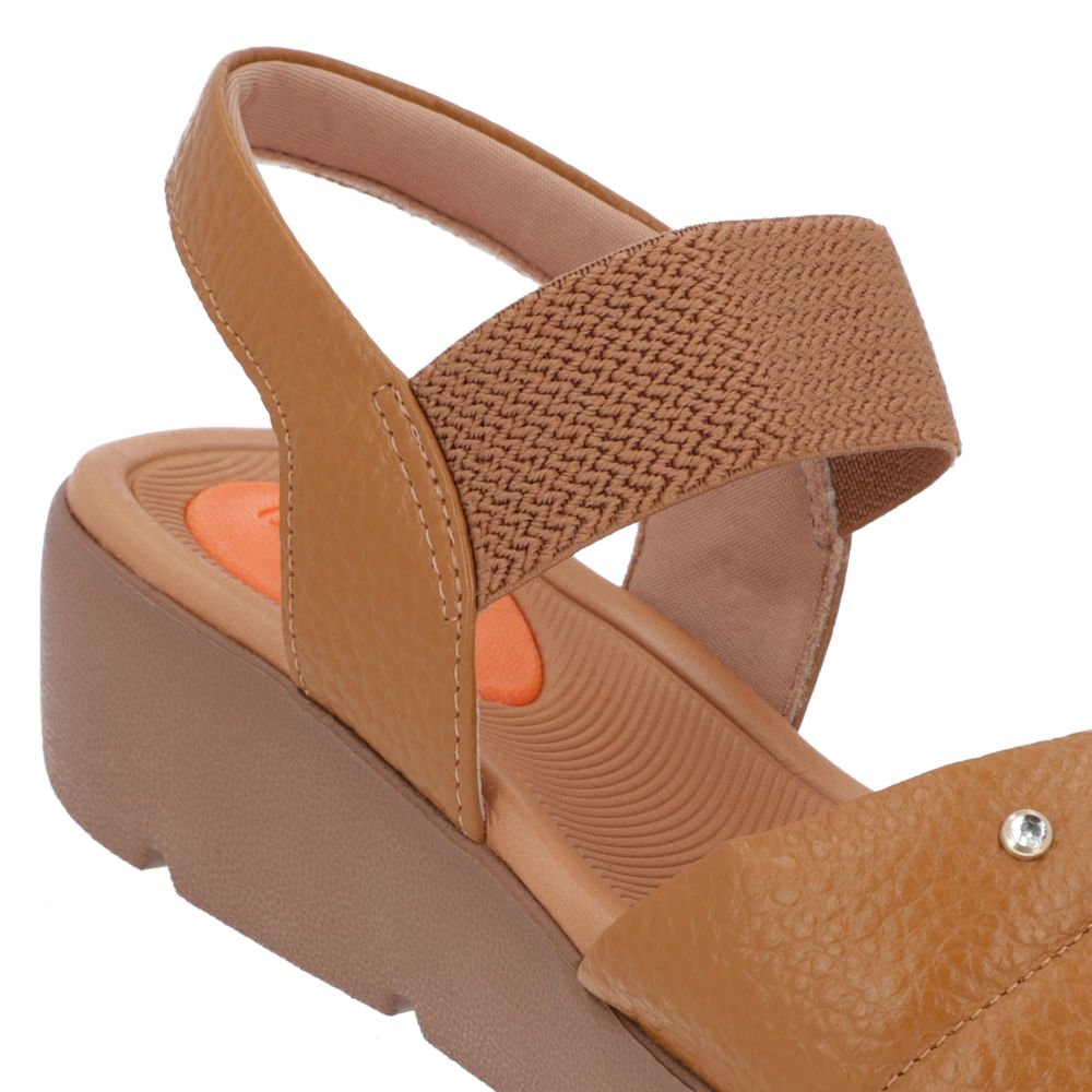 Sandália Salto Plataforma Tira Fofa Couro Marrom Marrom 4