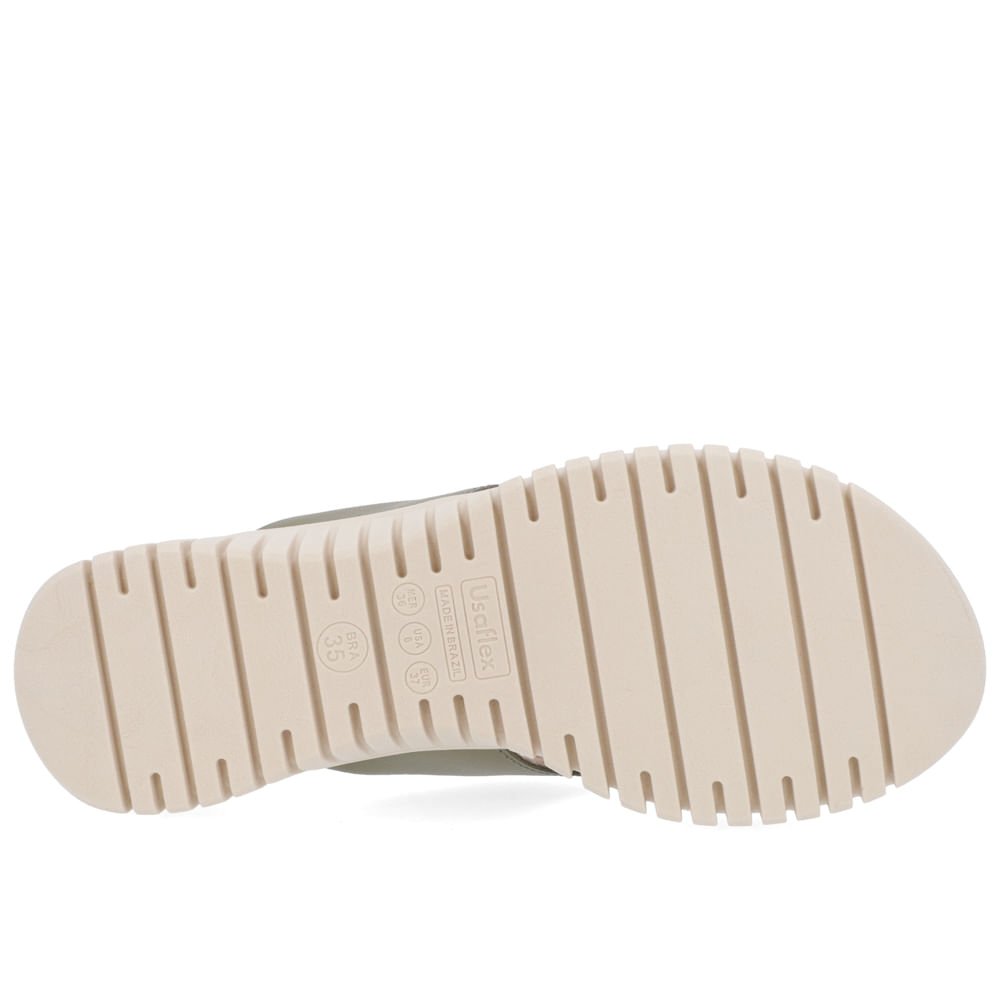 Chinelo Salto Plataforma Couro Verde Militar Enfeite Verde 5