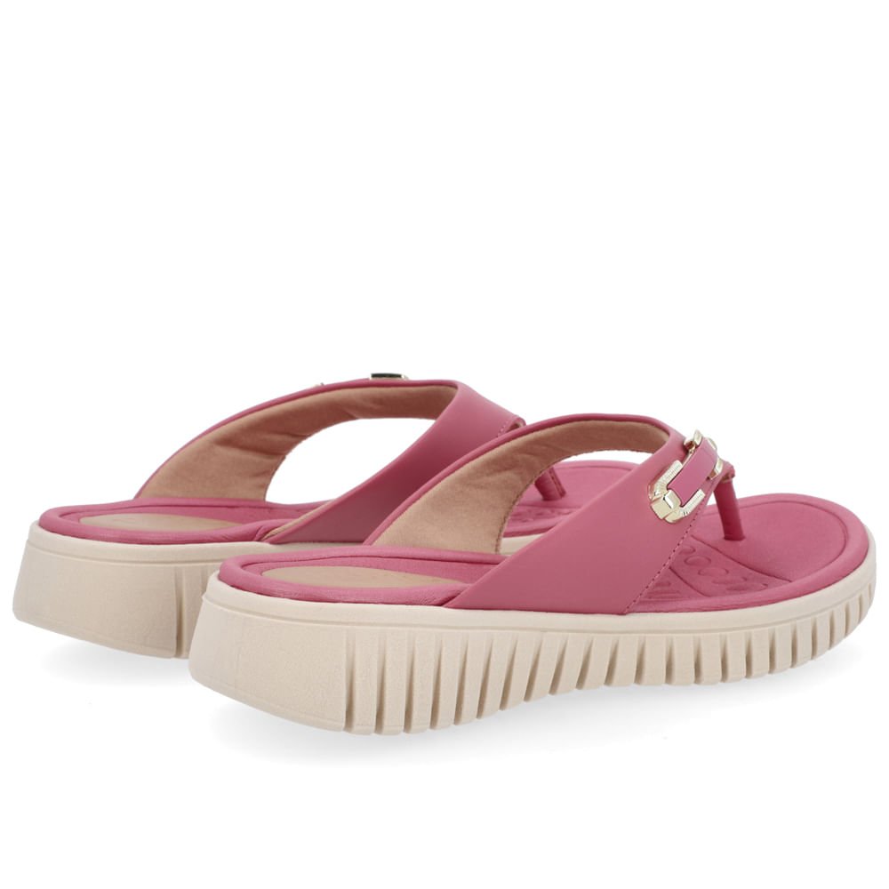 Chinelo Salto Plataforma Couro Rosa Enfeite Rosa 3