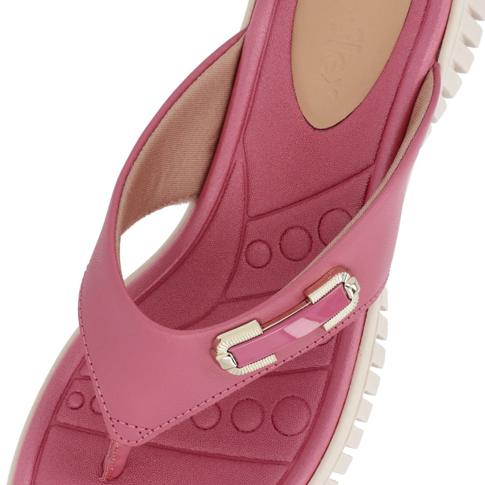 Chinelo Salto Plataforma Couro Rosa Enfeite Rosa 4