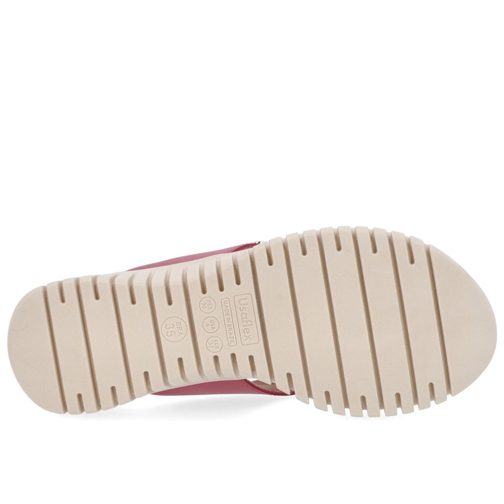 Chinelo Salto Plataforma Couro Rosa Enfeite Rosa 5