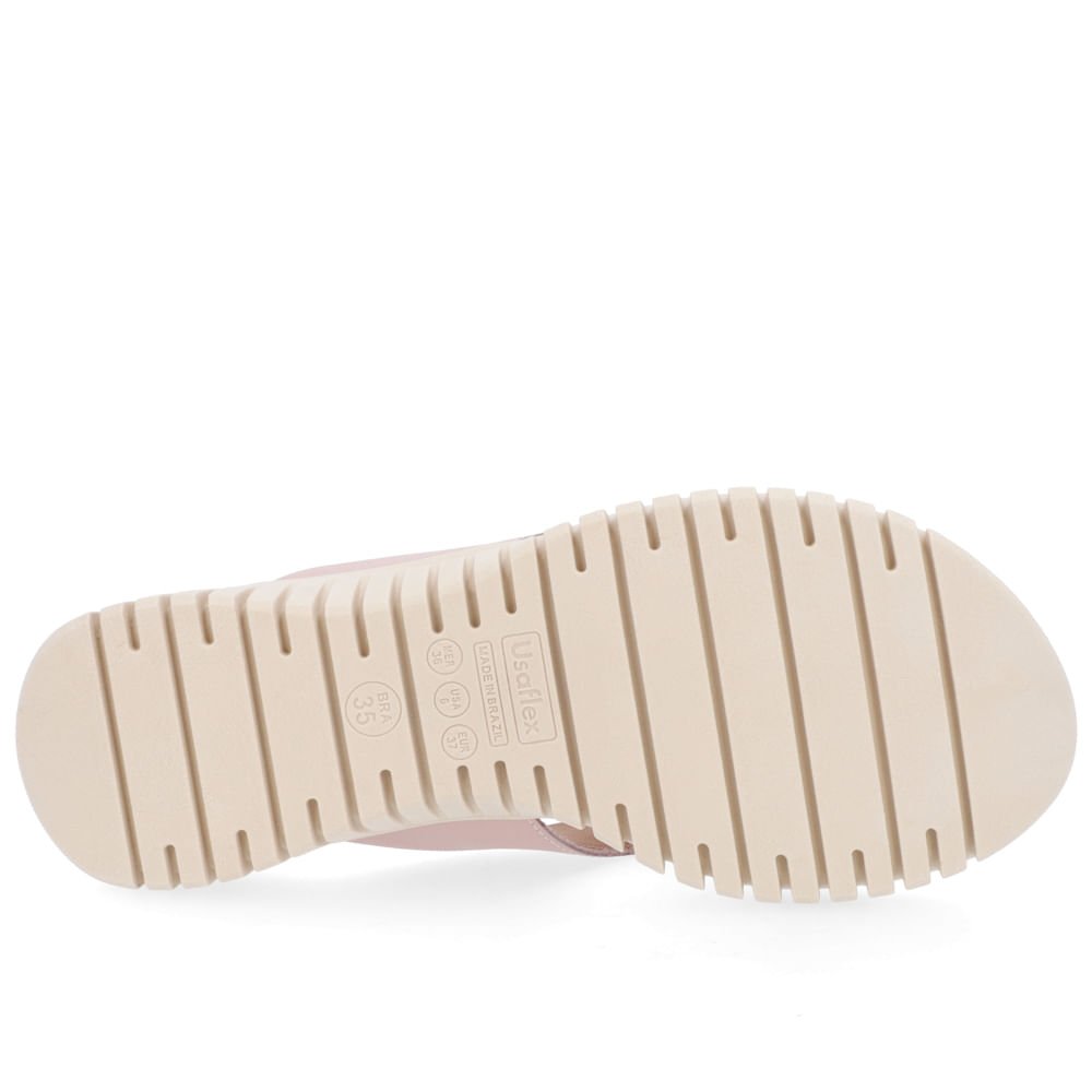Chinelo Salto Plataforma Couro Rosa Suave Enfeite Rosa 5