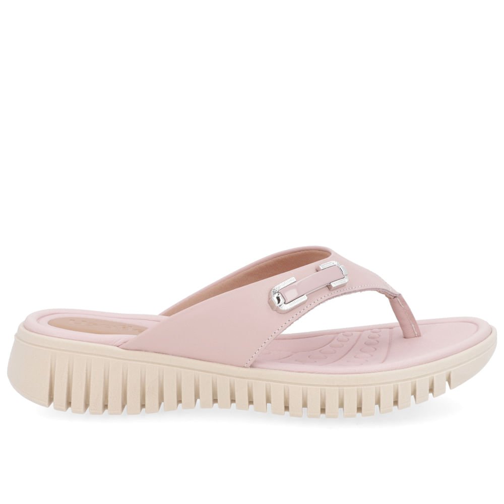 Chinelo Salto Plataforma Couro Rosa Suave Enfeite