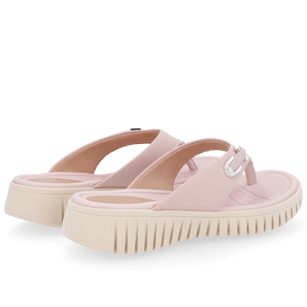 Chinelo Salto Plataforma Couro Rosa Suave Enfeite Rosa 3