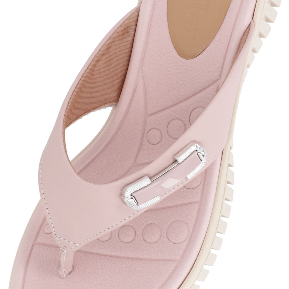 Chinelo Salto Plataforma Couro Rosa Suave Enfeite Rosa 4