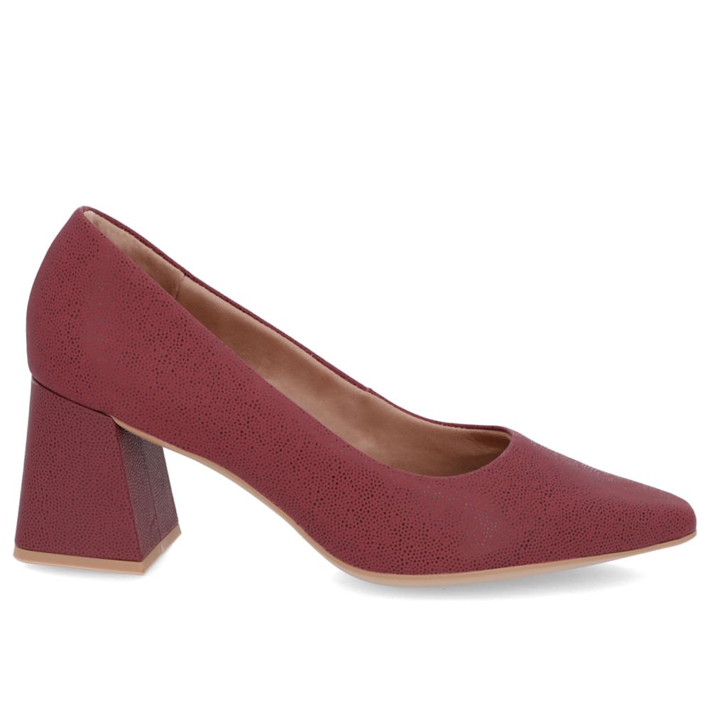 Scarpin Couro Arraia Vermelho Bico Fino