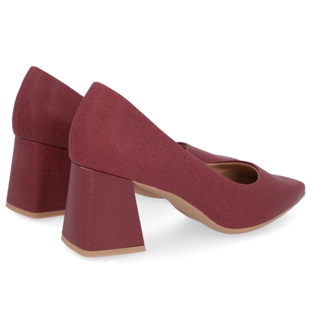 Scarpin Couro Arraia Vermelho Bico Fino Bordô 3