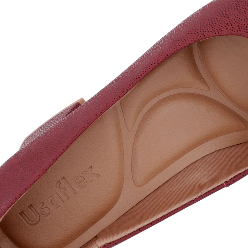 Scarpin Couro Arraia Vermelho Bico Fino Bordô 4