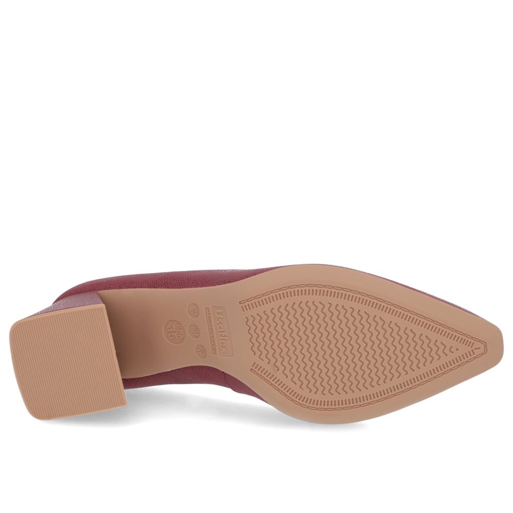 Scarpin Couro Arraia Vermelho Bico Fino Bordô 5