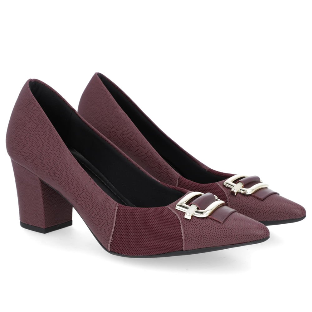 Scarpin Couro Roxo Bico Fino Enfeite Roxo 2
