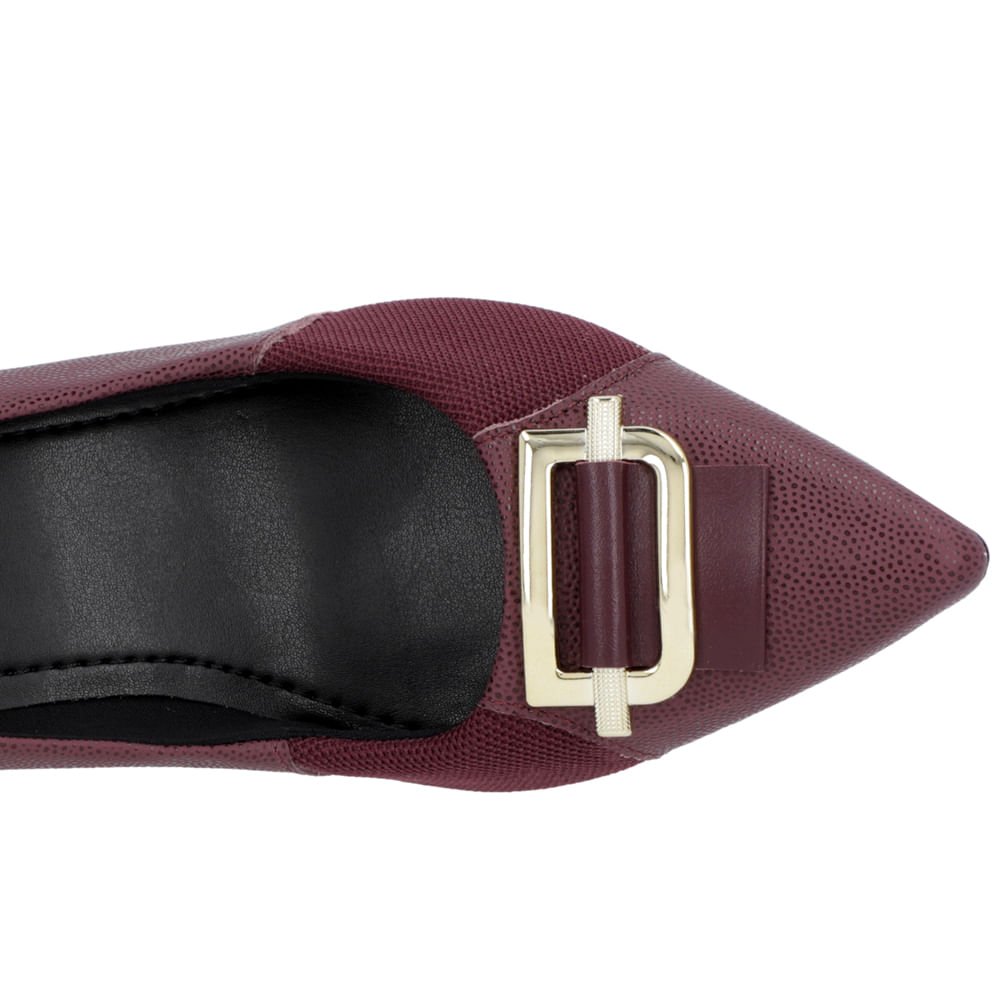 Scarpin Couro Roxo Bico Fino Enfeite Roxo 4