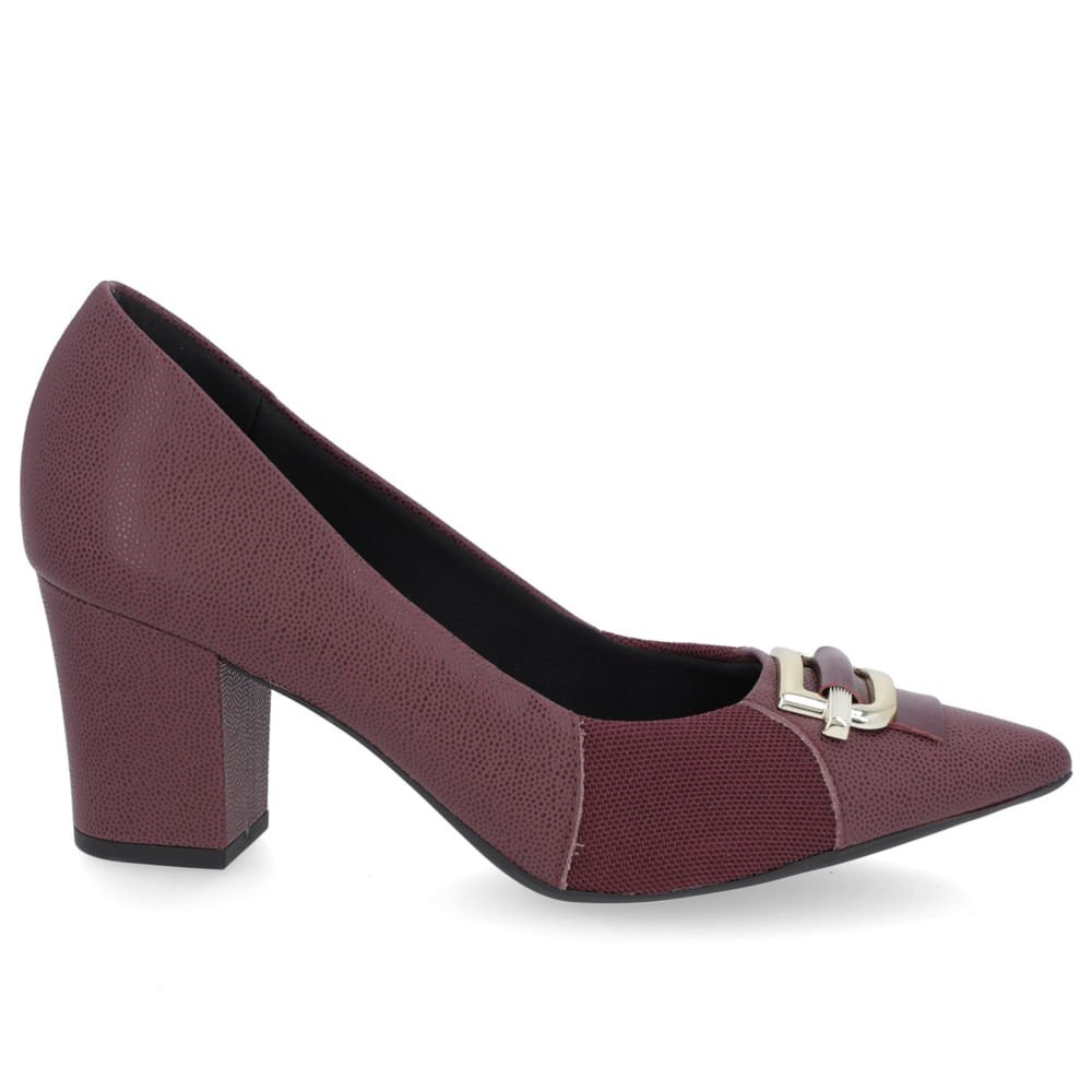 Scarpin Couro Roxo Bico Fino Enfeite Roxo 1