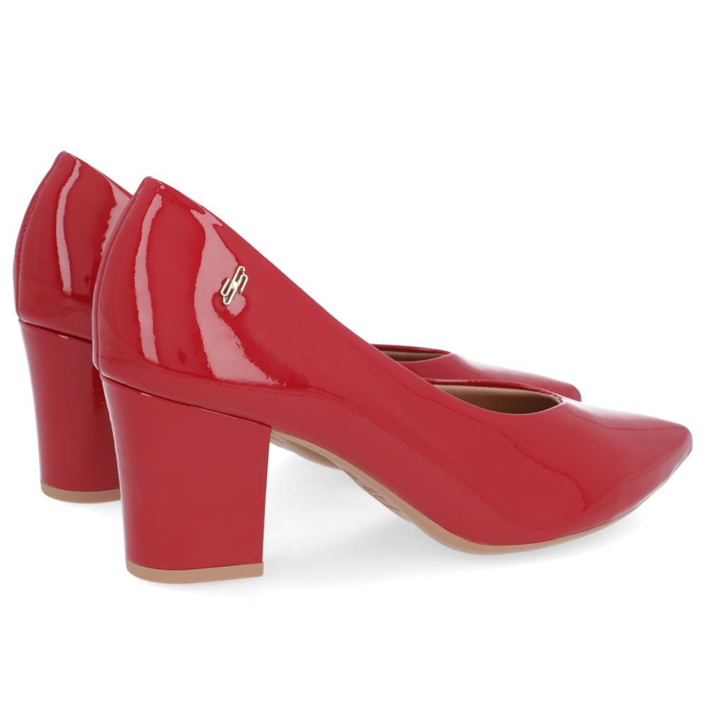 Scarpin Couro Vermelho Recorte V Vermelho 3