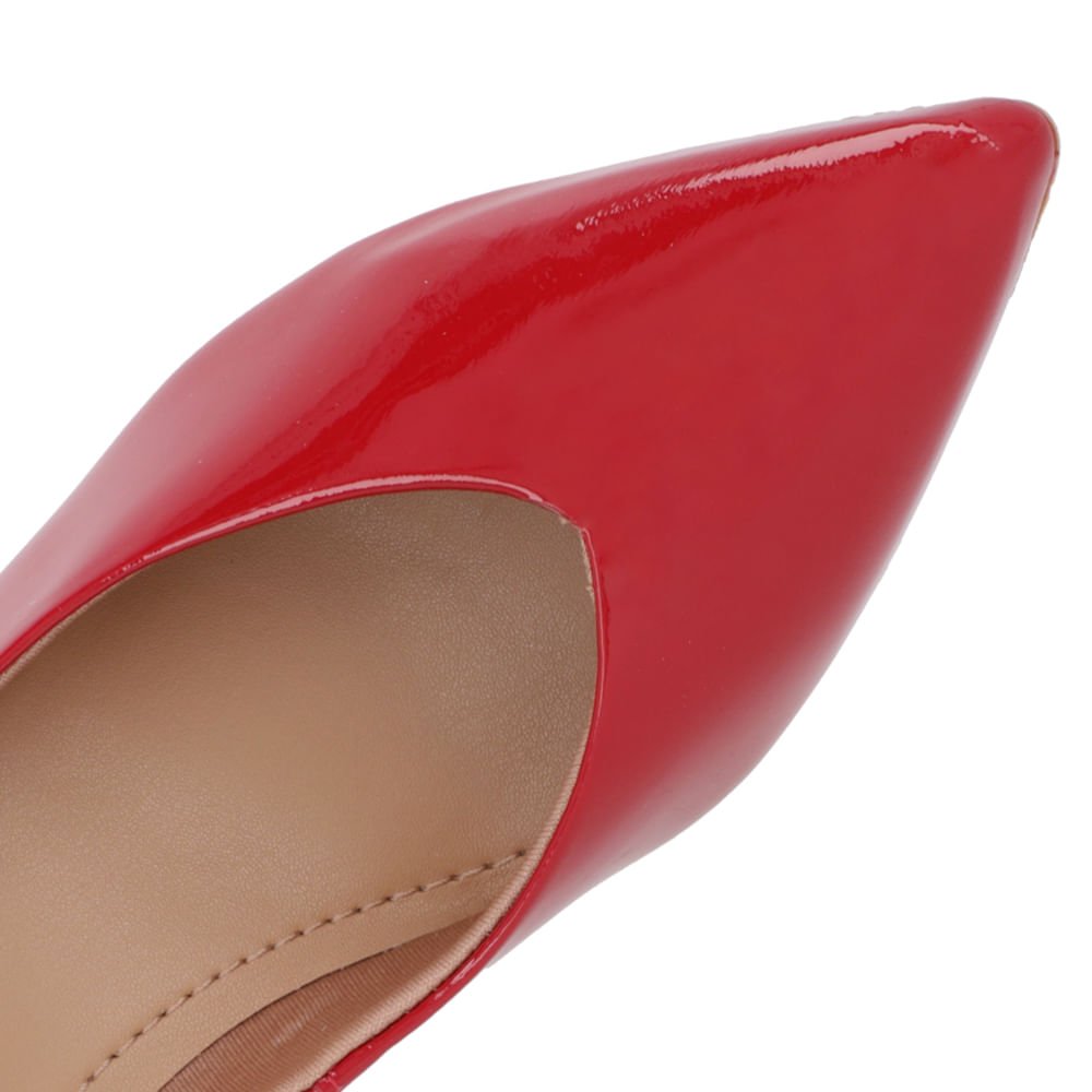 Scarpin Couro Vermelho Recorte V Vermelho 4