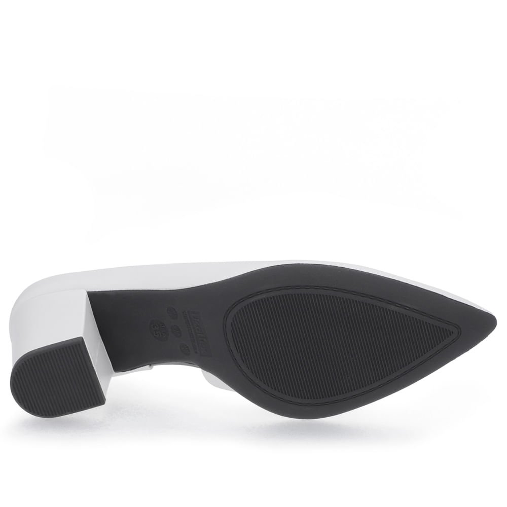 Scarpin Couro Branco Detalhe Costura Branco 5
