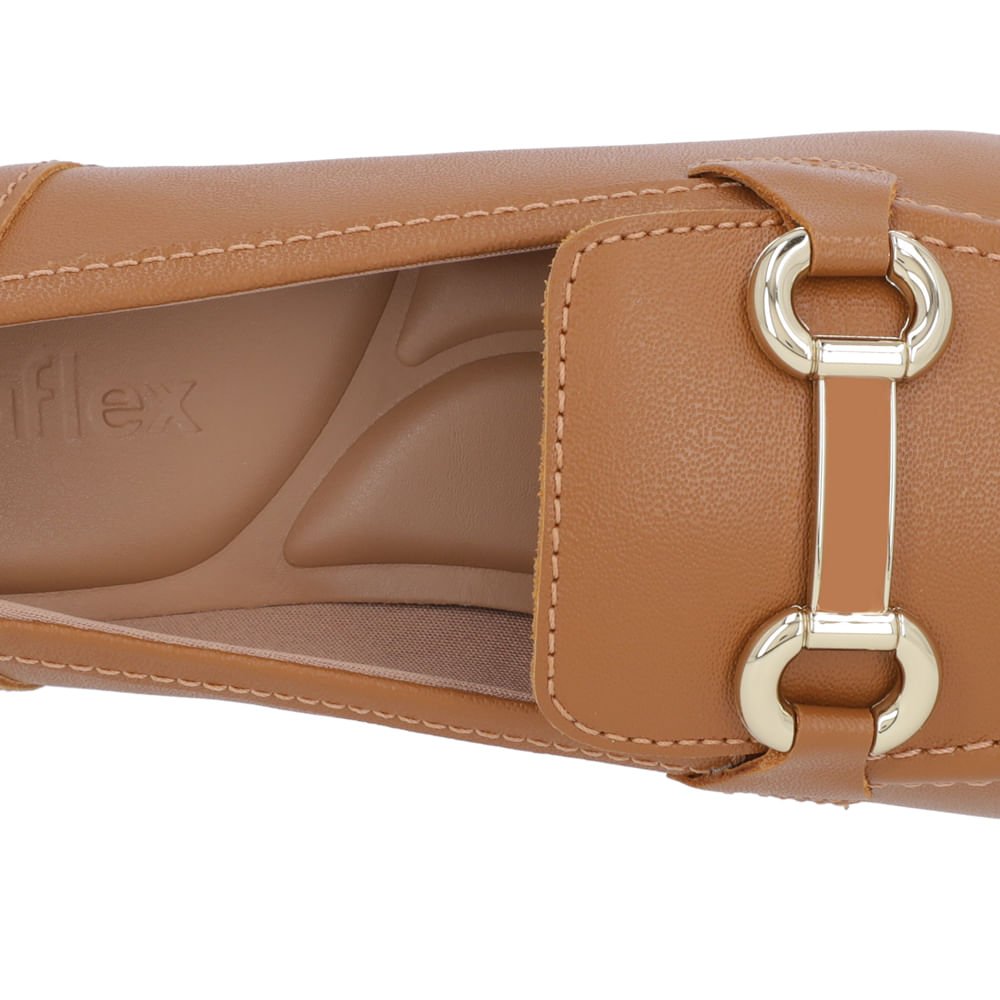 Loafer Marrom Salto Bloco Couro Enfeite Marrom 4