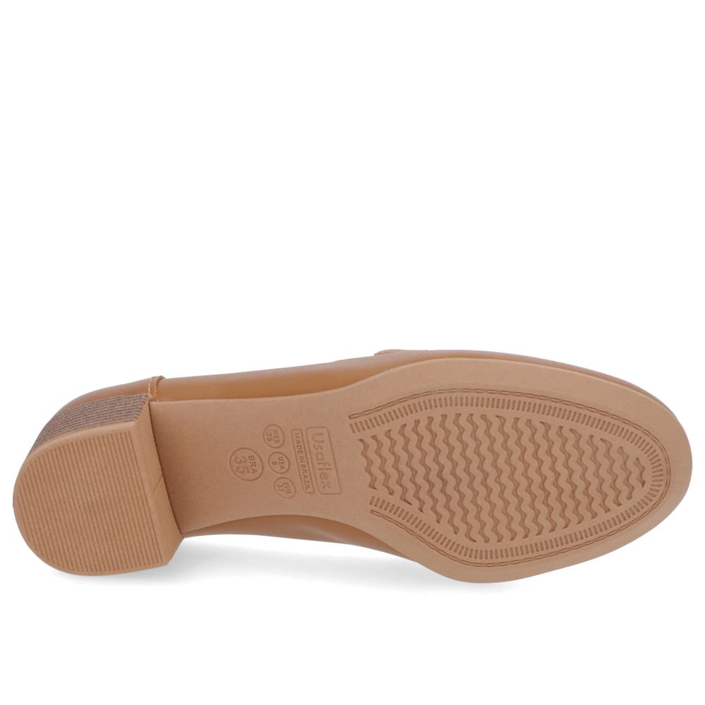 Loafer Marrom Salto Bloco Couro Enfeite Marrom 5