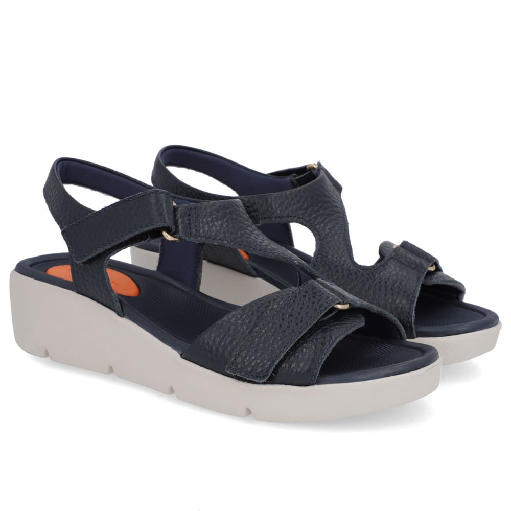 Sandália Plataforma Couro Azul Ajuste Fecho-Flex Azul 2