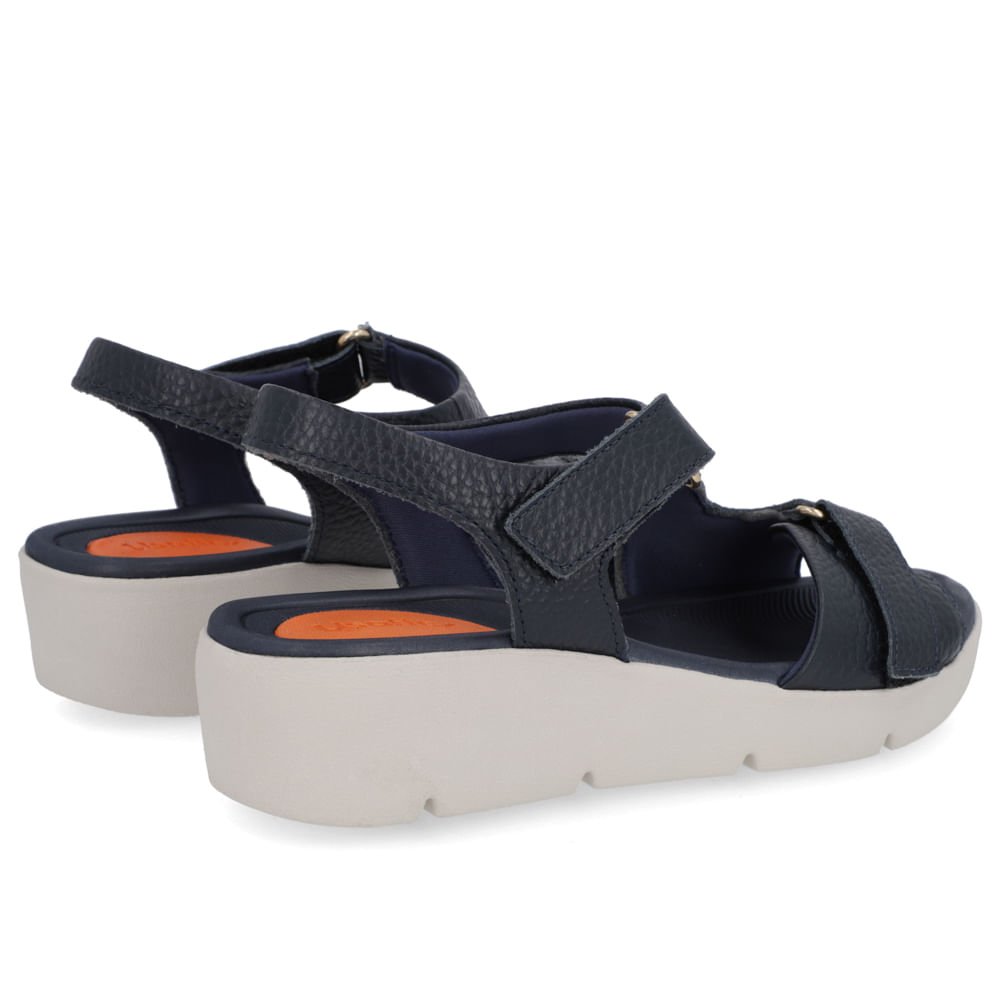 Sandália Plataforma Couro Azul Ajuste Fecho-Flex Azul 3