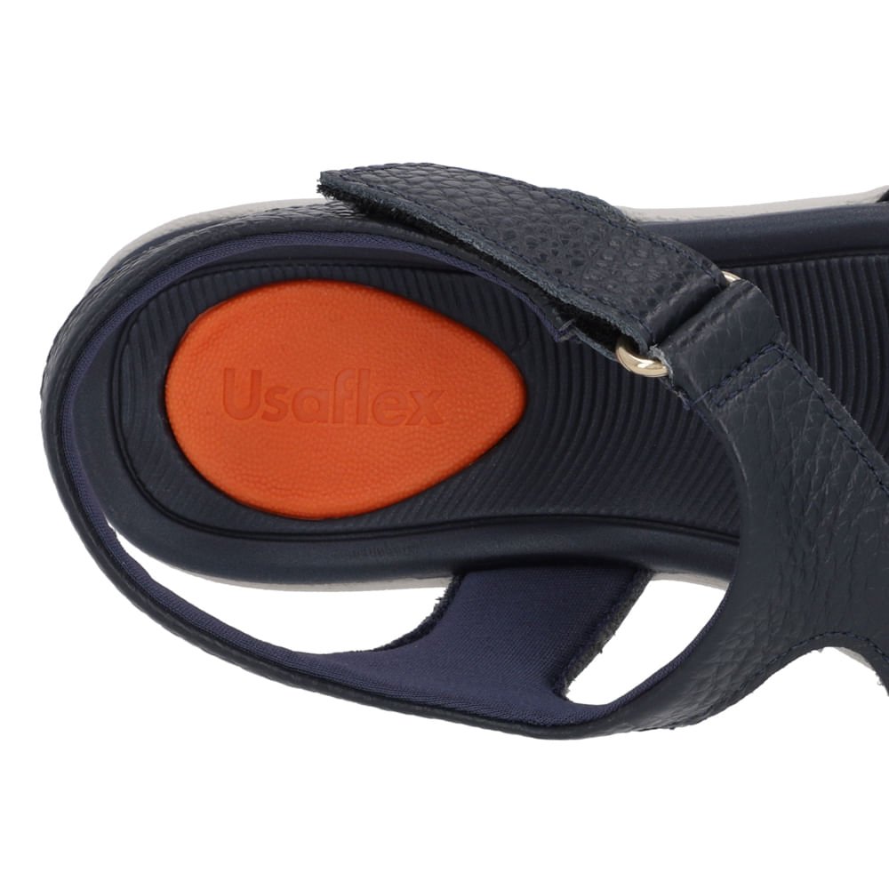 Sandália Plataforma Couro Azul Ajuste Fecho-Flex Azul 4