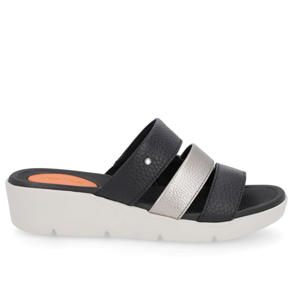 Tamanco Salto Plataforma Couro Preto Tiras