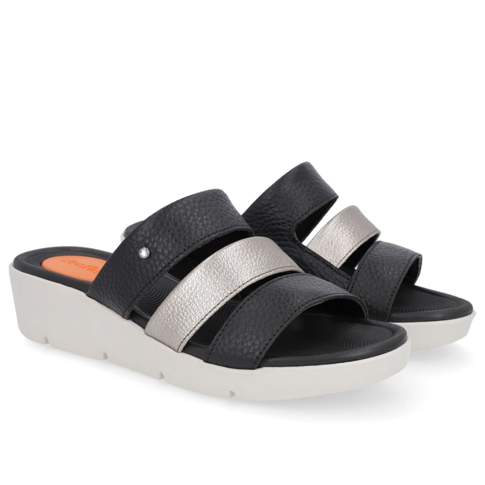 Tamanco Salto Plataforma Couro Preto Tiras Preto 2